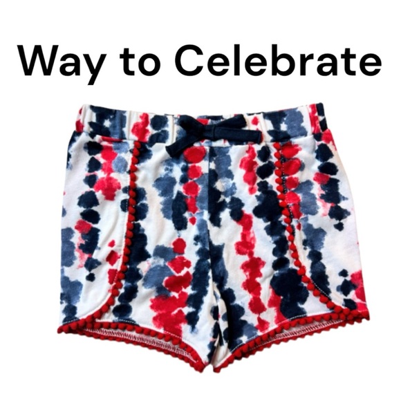 NWT Way to Celebrate Toddler Patriotic Red White & Blue Tie-Dye Shorts Size 2T - Picture 1 of 9
